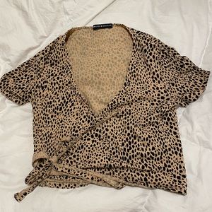 Brandy Melville Spotted Wrap Crop Shirt